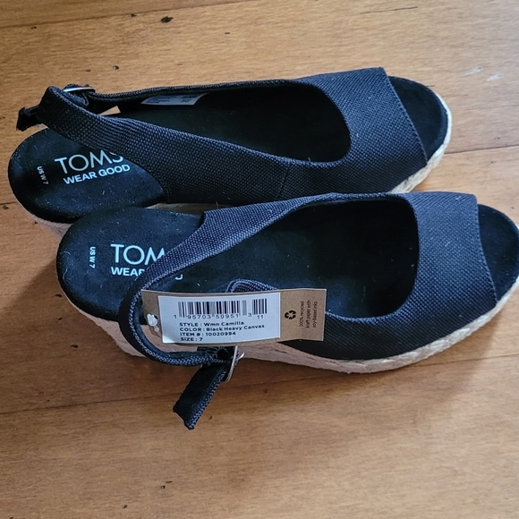 NWT Tom's Wedge Peep Toe - Picture 2 of 6